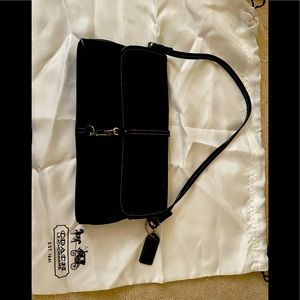 Coach Black Leather Clutch w/ 6” strap